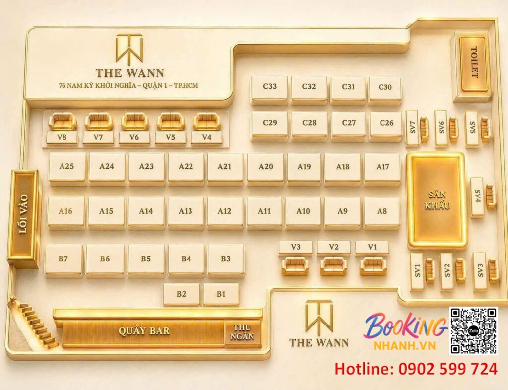 Sơ Đồ Đặt Bàn Vị Trí Đẹp VIP The Wann Saigon