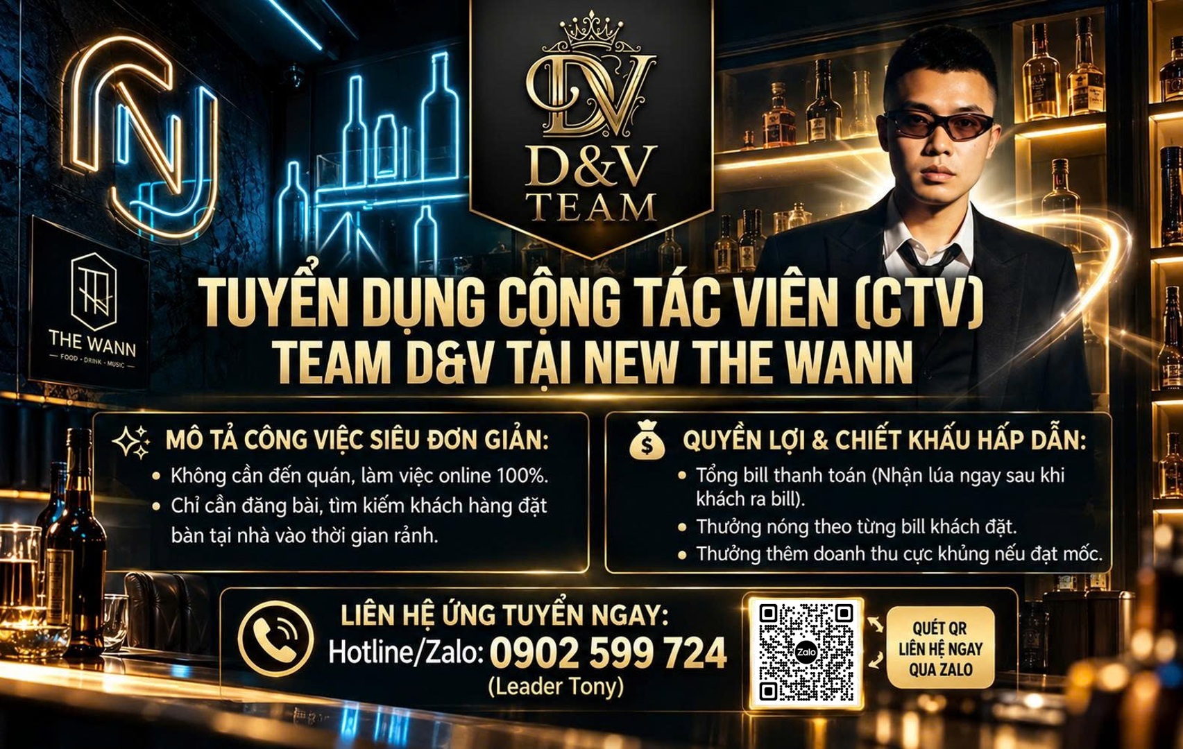 Hình Tuyển Dụng CTV Tony Booking The Wann